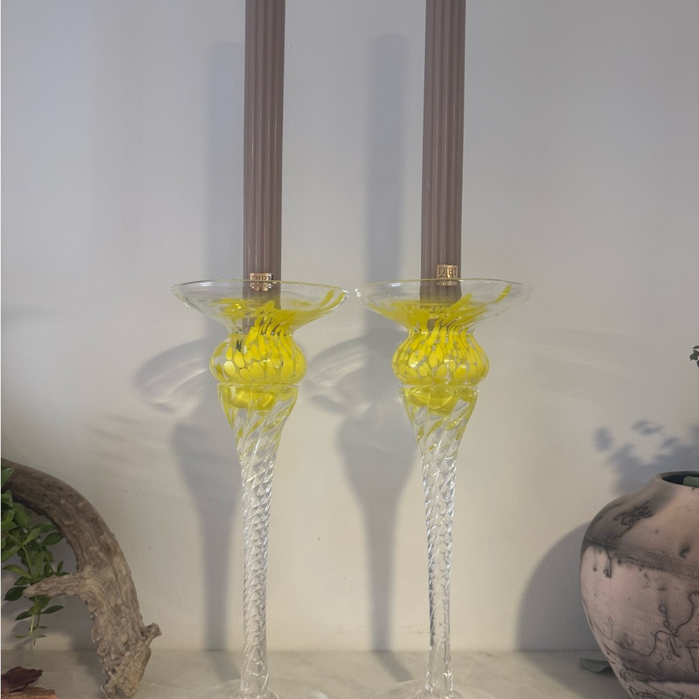 Murano Glass Candlestick Holder Set of 2